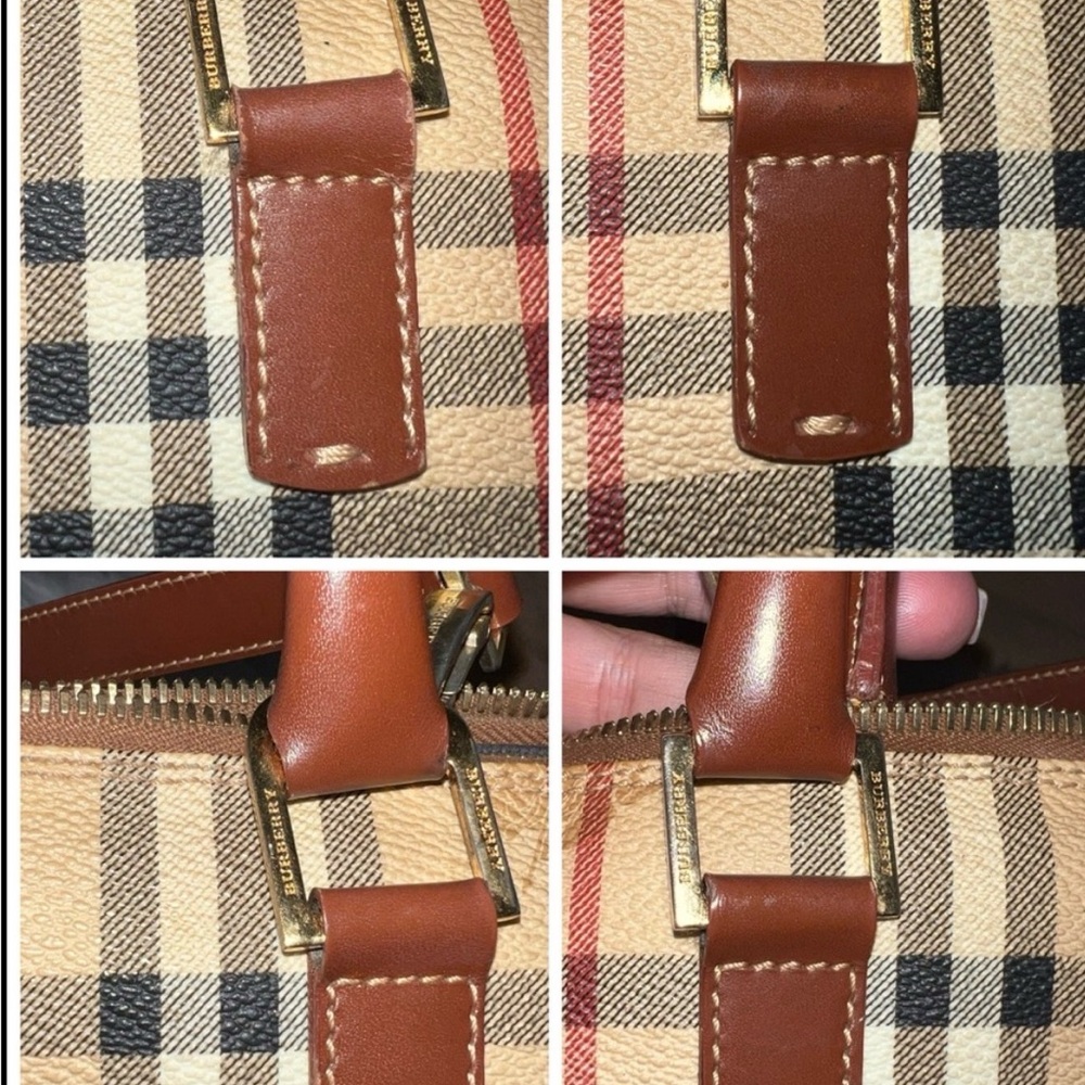Classic Plaid Satchel Handbag in Beige and Brown - Picture 9 of 13